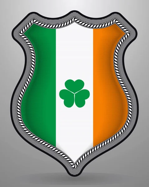 Flaga Irlandii z Shamrock. Odznaka wektor i ikony — Wektor stockowy