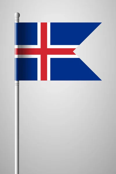 Bandera de Islandia. Bandera Nacional en asta de bandera. Ilustración aislada — Archivo Imágenes Vectoriales