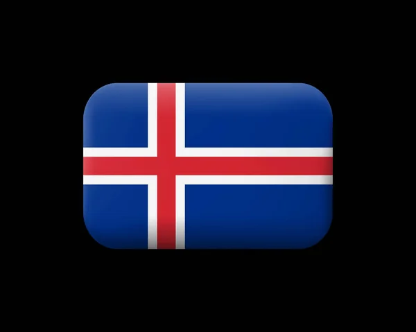 Flag of Iceland. Matted Vector Icon and Button. Rectangular Shap — Stock Vector