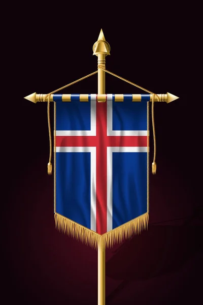 Flag of Iceland. Festive Vertical Banner. Wall Hangings — Stock Vector