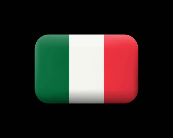 Bandera de Italia. Icono y botón de vector con estera. Forma rectangular — Vector de stock