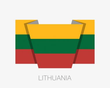 Litvanya bayrağı. Ülke adı ile bayrak sallayarak düz simgesi
