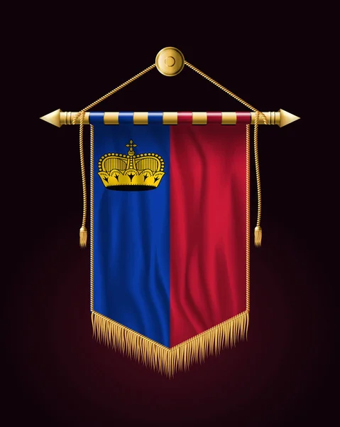 Bandera de Liechtenstein. Banner vertical festivo. Colgantes de pared — Archivo Imágenes Vectoriales