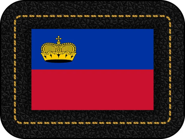 Bandeira do Liechtenstein. Ícone de vetor em fundo de couro preto — Vetor de Stock