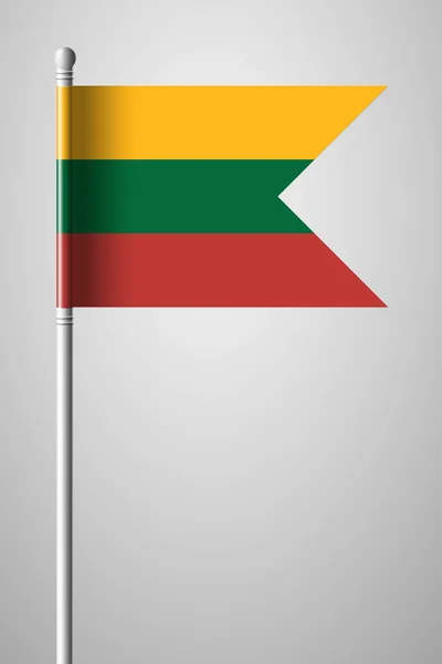 Bandiera della Lituania. Bandiera Nazionale su Flagpole. Illustrat isolato — Vettoriale Stock