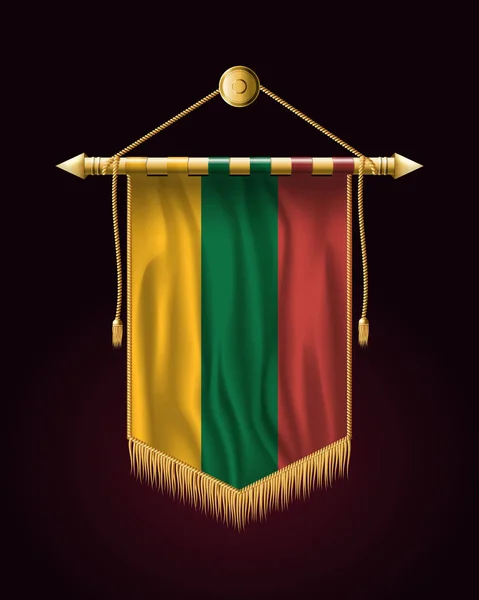 Flag of Lithuania. Festive Vertical Banner. Wall Hangings — Stock Vector