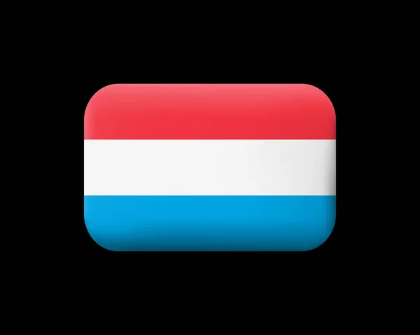 Vlag van Luxemburg. Gematteerd Vector Icon en knop. Rechthoekige S — Stockvector