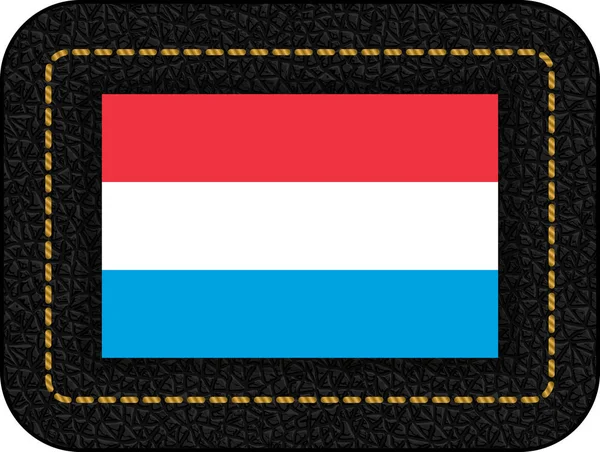 Vlag van Luxemburg. Vector Icon op de achtergrond zwart leer — Stockvector