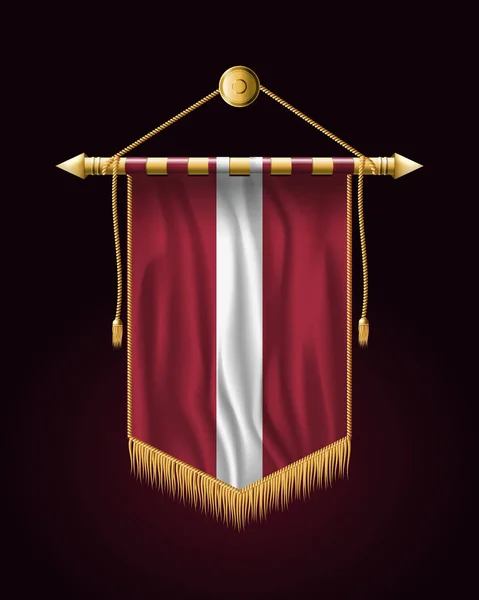 Flag of Latvia. Festive Vertical Banner. Wall Hangings — Stock Vector