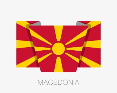 Makedonya Cumhuriyeti bayrağı. Ülke adı ile bayrak sallayarak düz simgesi
