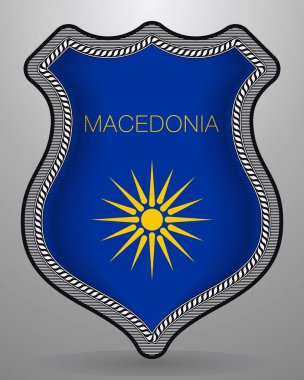 Vergina güneş Makedonca bayrak gayri resmî yorum. Vektör Badg