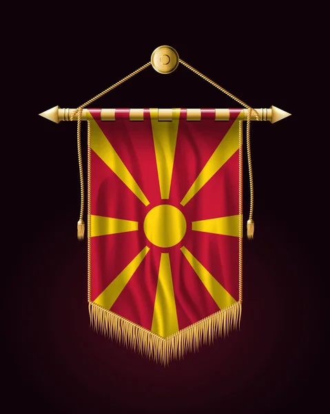 Flagga av Makedonien. Festlig vertikal Banner. Väggbonader — Stock vektor