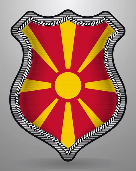 Makedonya Cumhuriyeti bayrağı. Vektör rozet ve simge — Stok Vektör