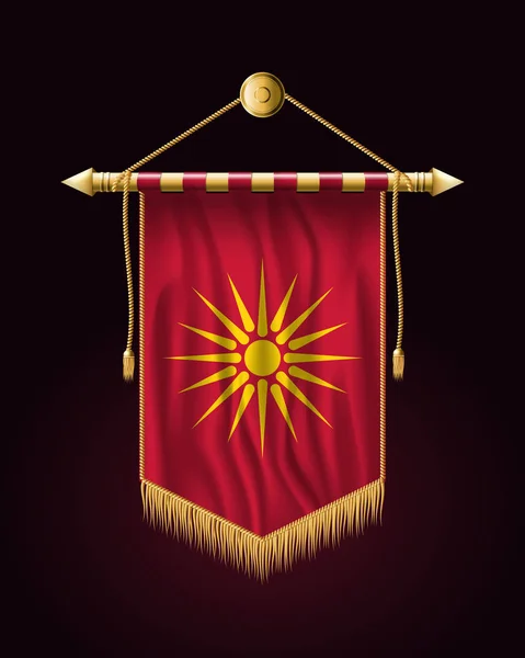 Historical Flag of Republic of Macedonia. Festive Vertical Banne — Stock Vector