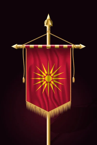 Historical Flag of Republic of Macedonia. Festive Vertical Banne — Stock Vector