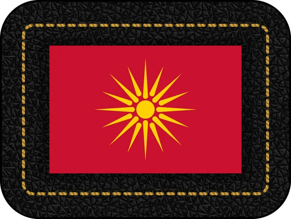 Historical Flag of Republic of Macedonia. Vector Icon on Black L — Stock Vector