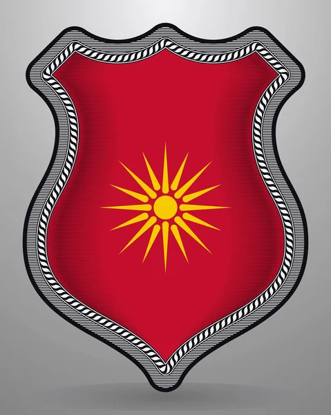 Historiska flagga republiken Makedonien. Vector Badge och ikonen — Stock vektor