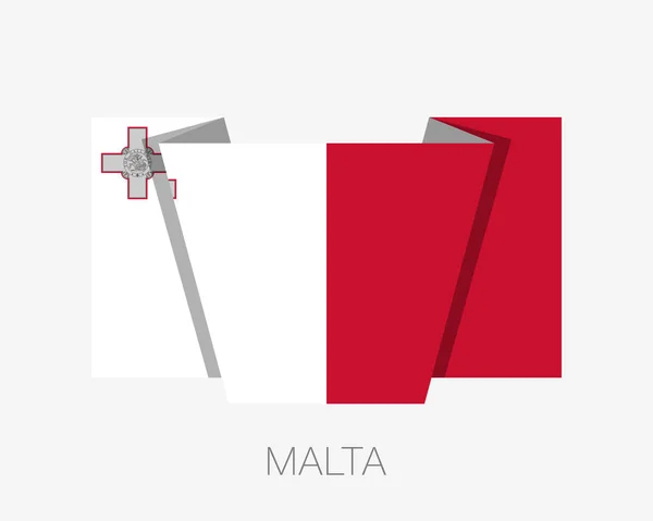 Bandera de Malta. Icono plano ondeando bandera con nombre de país — Archivo Imágenes Vectoriales