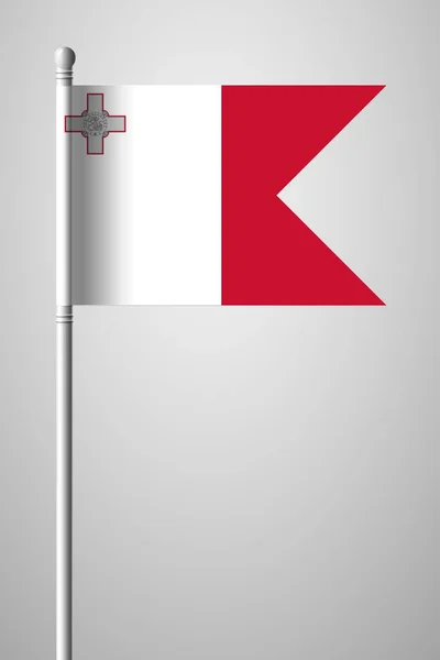 Bandiera di Malta. Bandiera Nazionale su Flagpole. Illustrazione isolata — Vettoriale Stock