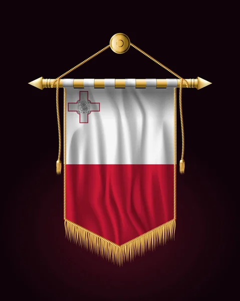 Malta bayrağı. Festival dikey Banner. Duvar boyunda — Stok Vektör