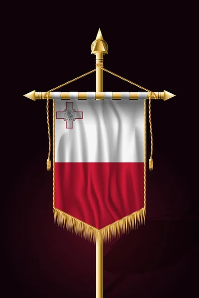 Bandera de Malta. Banner vertical festivo. Colgantes de pared — Vector de stock