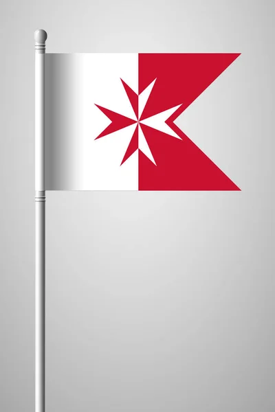 Flagge von Malta. Version mit Malteserkreuz. Nationalflagge auf Fahne — Stockvektor