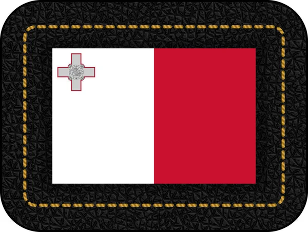 Bandiera di Malta. Icona vettoriale su sfondo in pelle nera — Vettoriale Stock