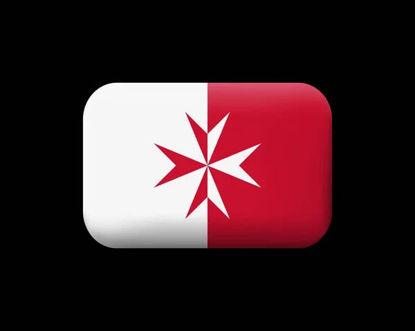 Bandera de Malta. Versión con Cruz Maltesa. Icono de vector con estera un — Archivo Imágenes Vectoriales