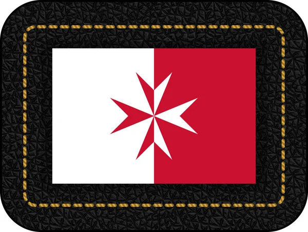 Bandera de Malta. Versión con Cruz Maltesa. Icono vectorial en negro — Vector de stock