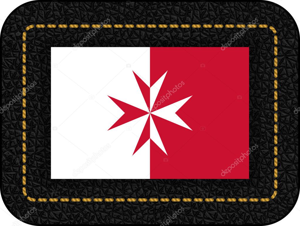 Flag of Malta. Version with Maltese Cross. Vector Icon on Black 