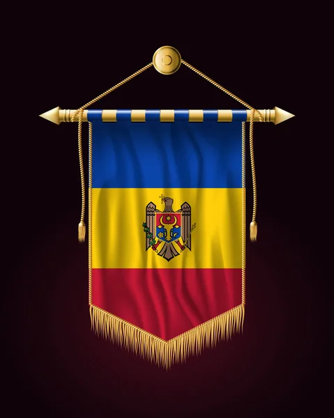 Flagge der Republik Moldau. Festliche vertikale Fahne. Wandbehänge — Stockvektor