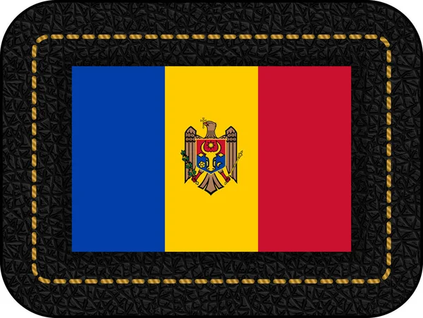 Flaga Mołdawii. Vector Icon na tle czarnej skóry — Wektor stockowy