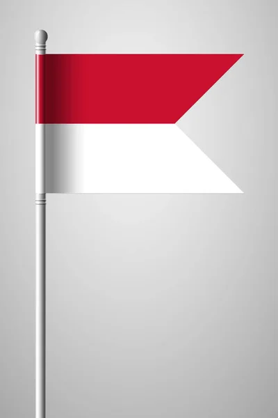 Flagge von Monaco. Nationalflagge auf Fahnenmast. Vereinzelte Illustration — Stockvektor