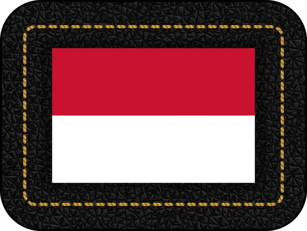 Flag of Monaco. Vector Icon on Black Leather Backdrop — Stock Vector