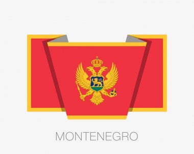 Karadağ bayrağı. Ülke adı ile bayrak sallayarak düz simgesi