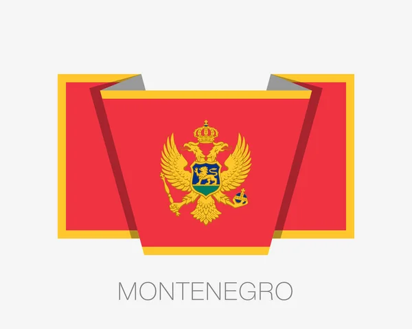 Drapeau du Monténégro. Icône plate agitant le drapeau avec le nom du pays — Image vectorielle