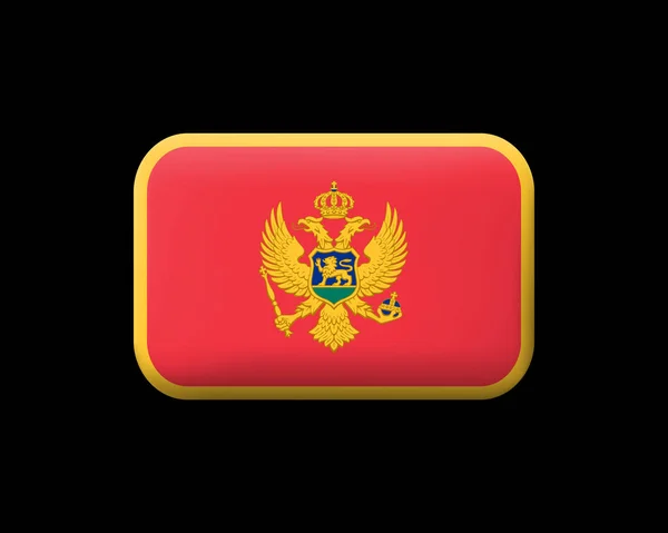 Flag of Montenegro. Matted Vector Icon and Button. Rectangular S — Stock Vector