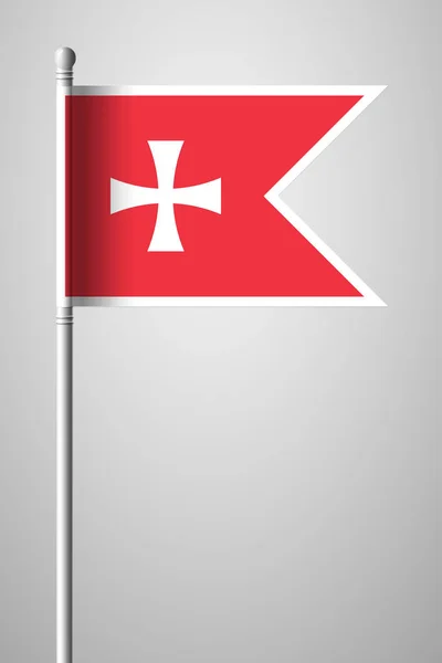 Bandera histórica de Montenegro. Bandera Nacional en asta de bandera. Aislado — Vector de stock