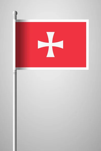 Bandera histórica de Montenegro. Bandera Nacional en asta de bandera. Aislado — Vector de stock