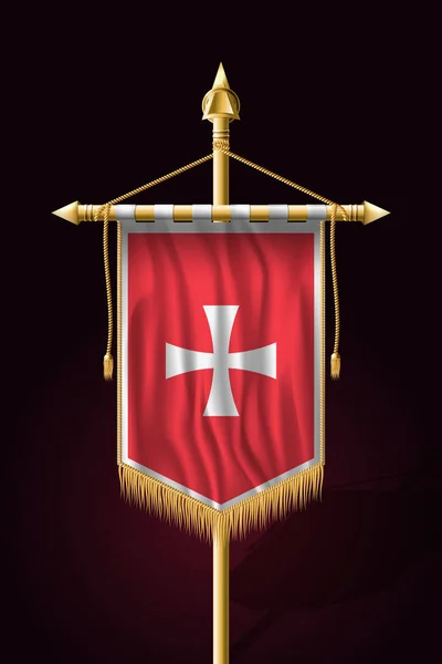 Historische Montenegrijnse vlag. Feestelijke verticale Banner. Muur Hangi — Stockvector