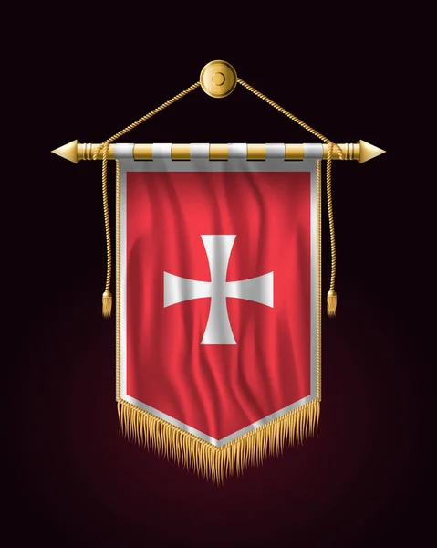 Bandiera storica montenegrina. Bandiera verticale festiva. Parete Hangi — Vettoriale Stock