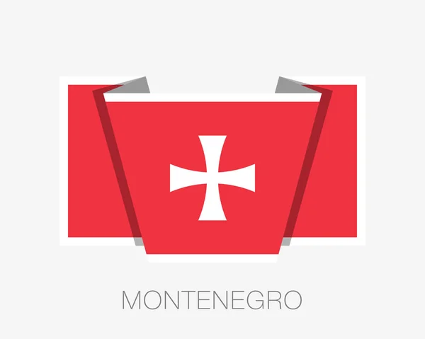 Bandiera storica montenegrina. Icona piatta Bandiera sventolante con Paese — Vettoriale Stock