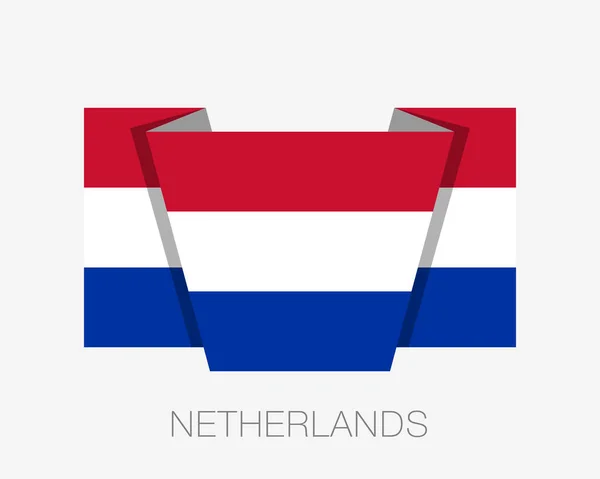 Bandeira da Holanda. Bandeira de acenar de ícone plano com nome de país — Vetor de Stock