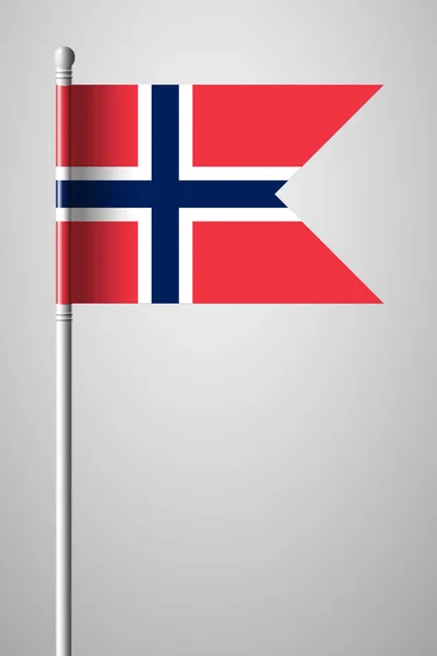 Флаг Норвегии. Флаг на флагштоке. Изолированная иллюстрация — стоковый вектор