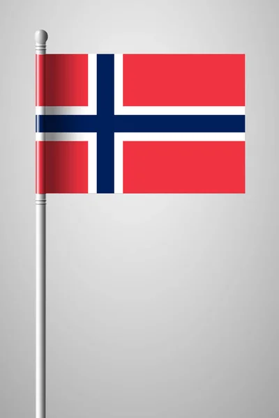 Σημαία της Νορβηγίας. Εθνική σημαία στο κοντάρι της σημαίας. Απομονωμένη εικονογράφηση — Διανυσματικό Αρχείο