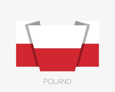 Polonya bayrağı. Ülke adı ile bayrak sallayarak düz simgesi