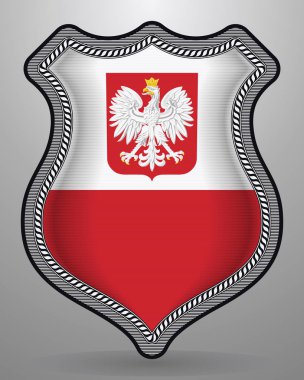 Kartal ile Polonya bayrağı. Vektör rozet ve simge