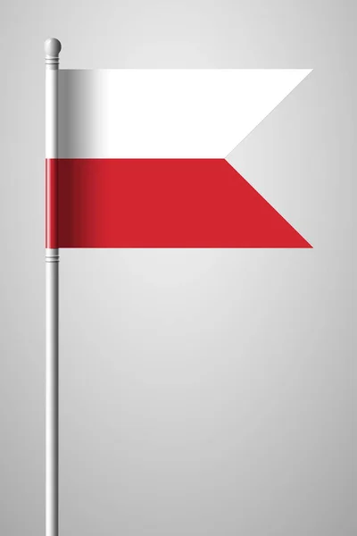 Flagge Polens. Nationalflagge auf Fahnenmast. Vereinzelte Illustration — Stockvektor