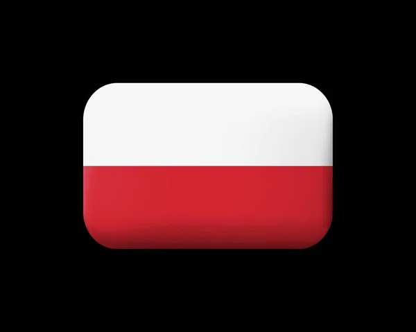 Bandeira da Polónia. Ícone e botão vetorial. Forma retangular — Vetor de Stock