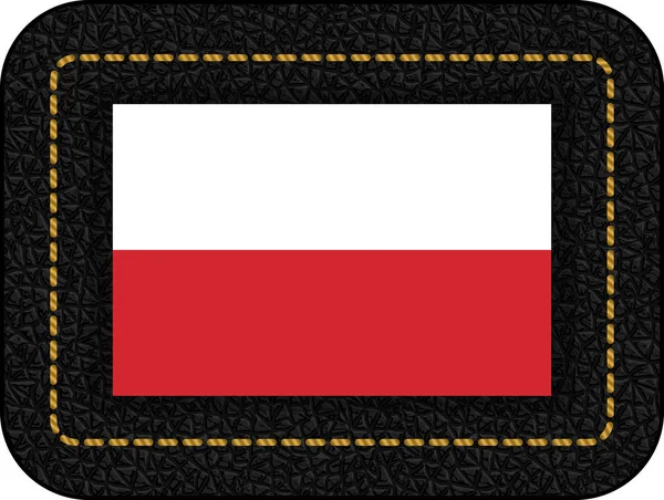 Flag of Poland. Vector Icon on Black Leather Backdrop — Stock Vector